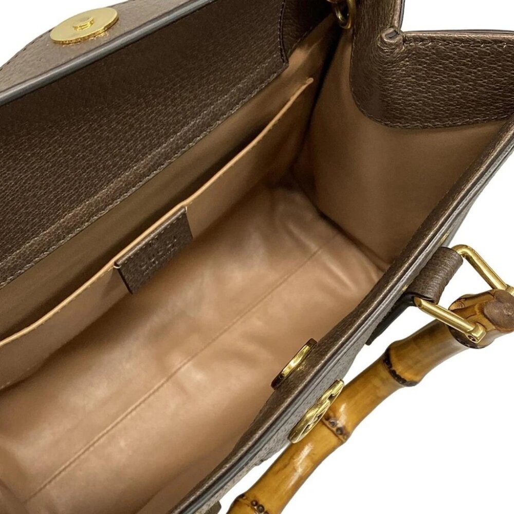 GUCCI Diana Jumbo GG Small Tote Bag 660195 Beige Dark Brown Jacquard Leather - Picture 12 of 15